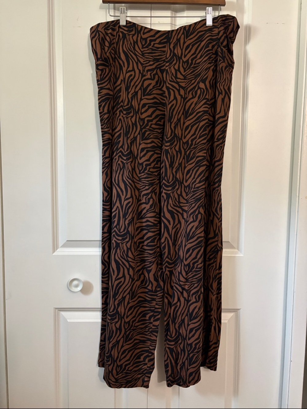cleo Brown & Black Zebra-Print Wide-Leg Pants